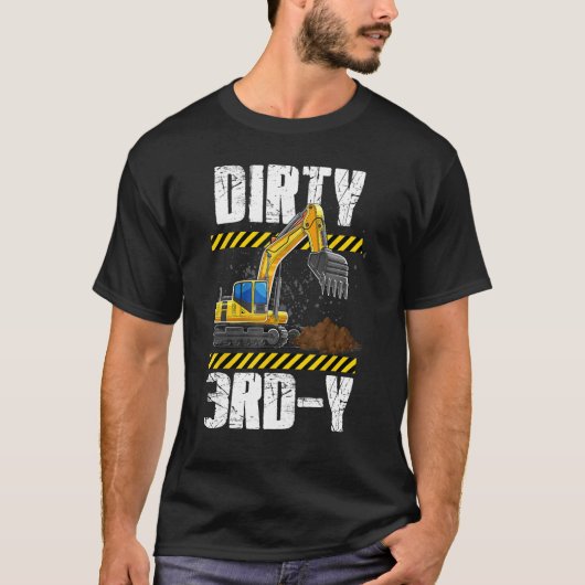 建築トラック3rd誕生日ボーイショベル3 Di Tシャツ (正面)