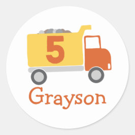 建築トラック5thバースデーパーティーステッカー ラウンドシール