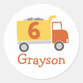 建築トラック6thバースデーパーティーステッカー ラウンドシール