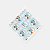 建築トラック – かわいい青い白 スタンダードカクテルナプキン (角)