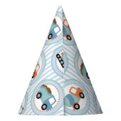 建築トラック – かわいい青い白 パーティーハット (裏面)