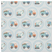 建築トラック – かわいい青い白 ファブリック (見本)