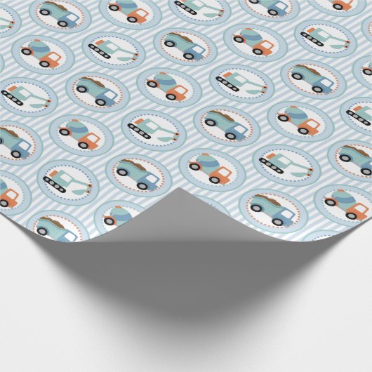 建築トラック – かわいい青い白 ラッピングペーパー (角)