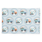 建築トラック – かわいい青い白 枕カバー (裏面)