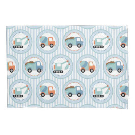 建築トラック – かわいい青い白 枕カバー