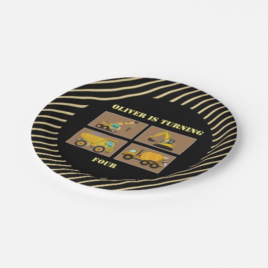 建築トラック |テーマ子供の誕生日 ペーパープレート (アングル)