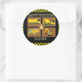 建築トラック |子供の誕生日パーティースクエアS ラウンドシール (バッグ)