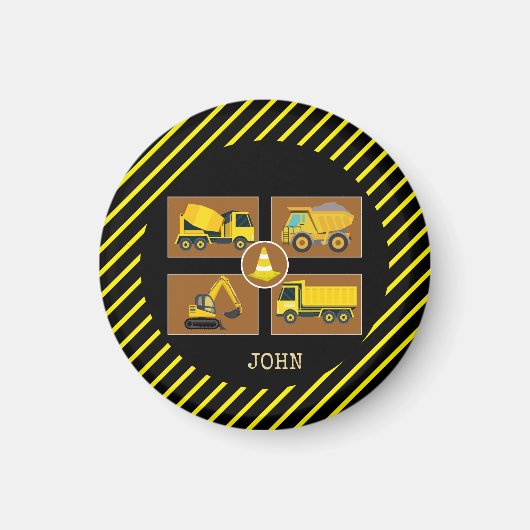 建築トラック |子供の誕生日パーティーデコーダ マグネット (正面)