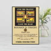 建築トラック |子供の誕生日パーティーデコール 招待状 (スタンド正面)