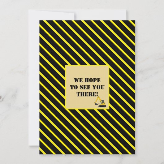 建築トラック |子供の誕生日パーティーデコール 招待状 (裏面)