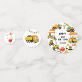 建築トラック |子供の誕生日パーティー コンフェッティ (正面)