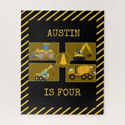 建築トラック |子供の誕生日パーティー ジグソーパズル (縦)