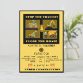 建築トラック |子供の誕生日パーティー セーブザデート (スタンド正面)