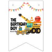 建築トラック |子供の誕生日パーティー バンティングフラッグ (第1の旗)