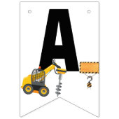 建築トラック |子供の誕生日パーティー バンティングフラッグ (第3の旗)