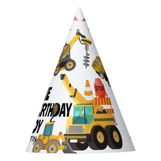 建築トラック |子供の誕生日パーティー パーティーハット (正面)