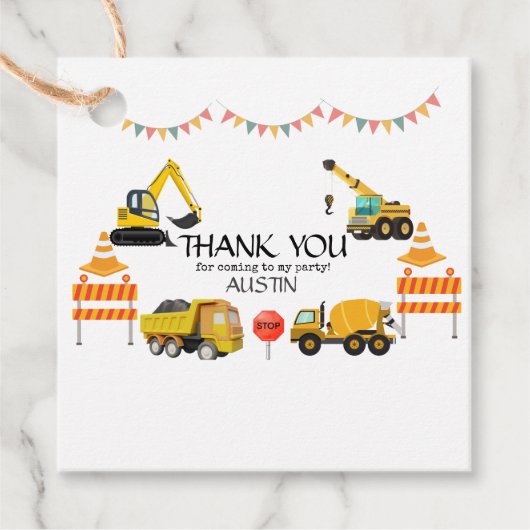 建築トラック |子供の誕生日パーティー フェイバータグ (正面)