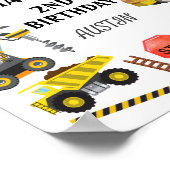 建築トラック |子供の誕生日パーティー ポスター (角)