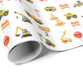 建築トラック |子供の誕生日パーティー ラッピングペーパー (ロールコーナー)