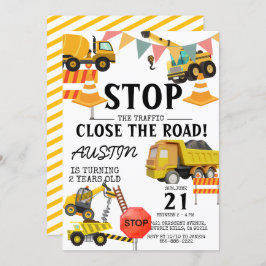 建築トラック |子供の誕生日パーティー 招待状