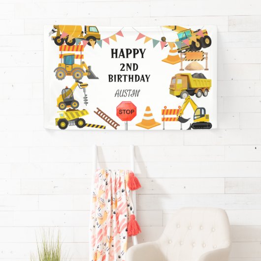 建築トラック |子供の誕生日パーティー 横断幕 (インサイチュ)