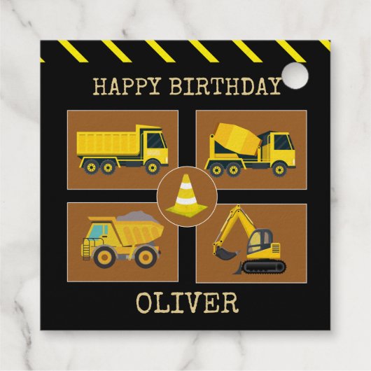 建築トラック |年の誕生日パーティーのレビュー フェイバータグ (裏面)