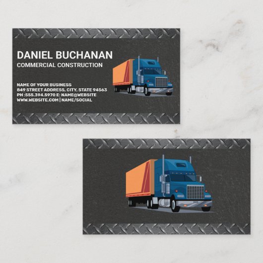 建築トラック |金属鋼 名刺 (正面/裏面)