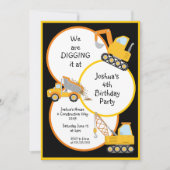 建築トラックIt誕生日パーティーを掘る 招待状 (正面)