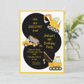 建築トラックIt誕生日パーティーを掘る 招待状 (スタンド正面)