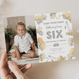 建築トラックSIX 6th誕生日パーティー 招待状