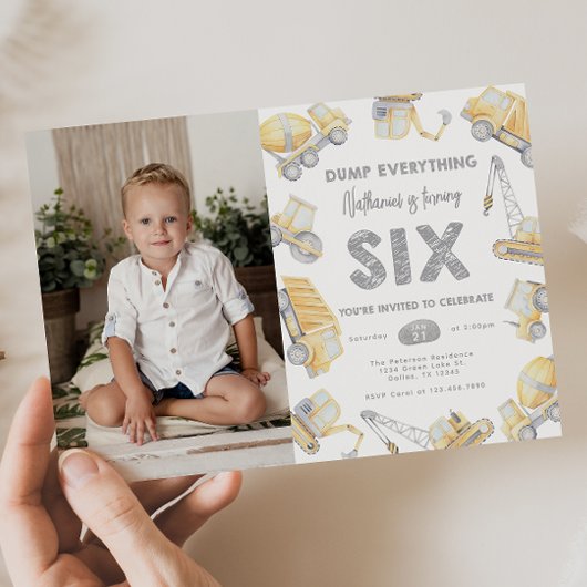 建築トラックSIX 6th誕生日パーティー 招待状