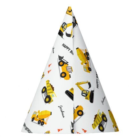 建築ハッピーバースデー名前をカスタムするany Age パーティーハット (裏面)