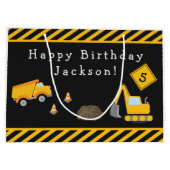 建築ハッピーバースデー(名前と年齢の少年) ラージペーパーバッグ (裏面)