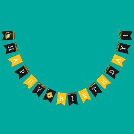 建築ハッピーバースデー、掘削機および年齢少年 バンティングフラッグ