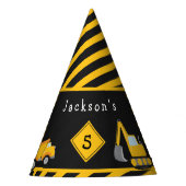 建築ハッピーバースデー- Name and Age Boy パーティーハット (正面)