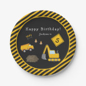 建築ハッピーバースデー- Name and Age Boy ペーパープレート (正面)