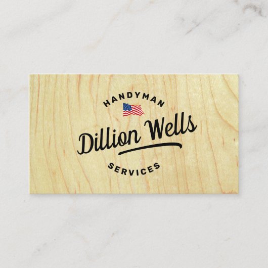 建築ハンディマンカーペンターアメリカ国旗 名刺 (正面)