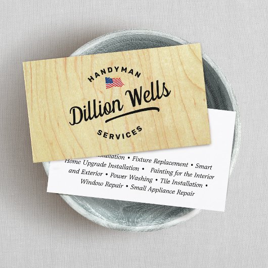 建築ハンディマンカーペンターアメリカ国旗 名刺