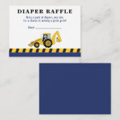 建築バックホー赤ちゃんシャワーおむつラッフル エンクロージャーカード (正面/裏面)