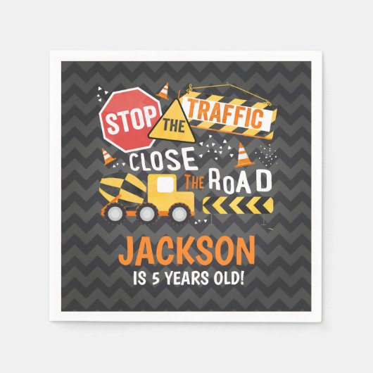 建築バースデーパーティーナプキンダンプトラック スタンダードカクテルナプキン (正面)