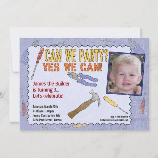 建築パーティの招待状と写真 招待状 (正面)