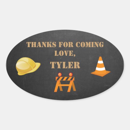 建築パーティーサンキューステッカー 楕円形シール (正面)