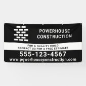 建築ビルダブリックパターンブラック 横断幕 (横)