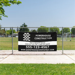 建築ビルダブリックパターンブラック 横断幕