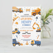 建築ビルダーディガートラック誕生日パーティー 招待状 (スタンド正面)