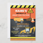 建築ビルダーディガートラック誕生日パーティー 招待状 (正面)