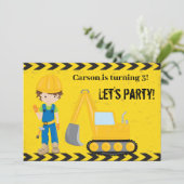建築ビークルキッズイエローバースデーパーティー 招待状 (スタンド正面)
