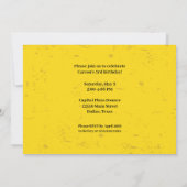 建築ビークルキッズイエローバースデーパーティー 招待状 (裏面)