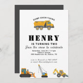 建築ビークルズボーイ誕生日 招待状 (正面/裏面)