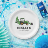 建築ビークルバックホバースデーパーティー ペーパープレート (パーティー)